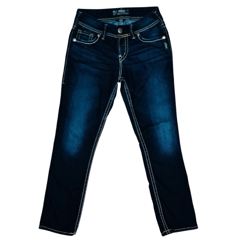 Silver Jeans Suki Capri Jeans Dark Wash Size 25W 26L Stretch Sexy